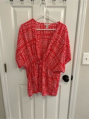 Lightweight Red Heart Patterned Women’s Kimono